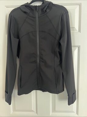 Women's Black Hooded Zip Utility Jacket